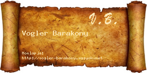 Vogler Barakony névjegykártya